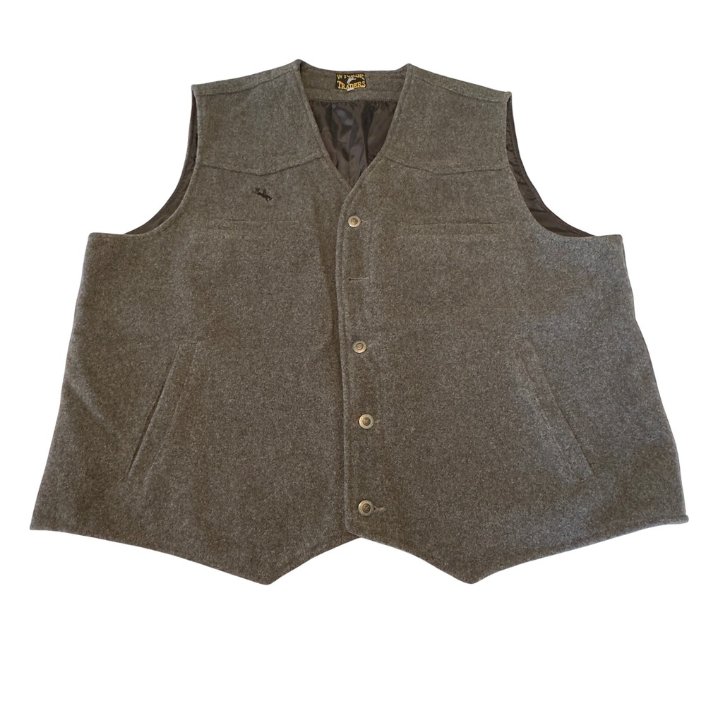 Wyoming Traders Mens XXL Charcoal Gray 100% Virgin Wool Western Cowboy Vest